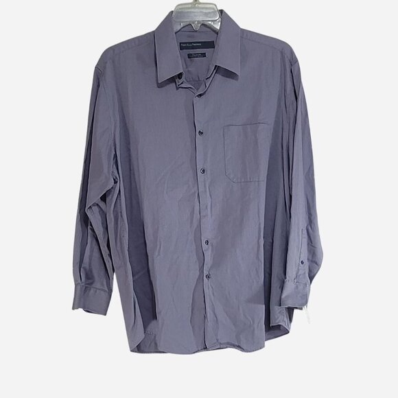 Perry Ellis Classic Fit Purple Striped Button Down Shirt, XL (34/35) - Picture 1 of 4